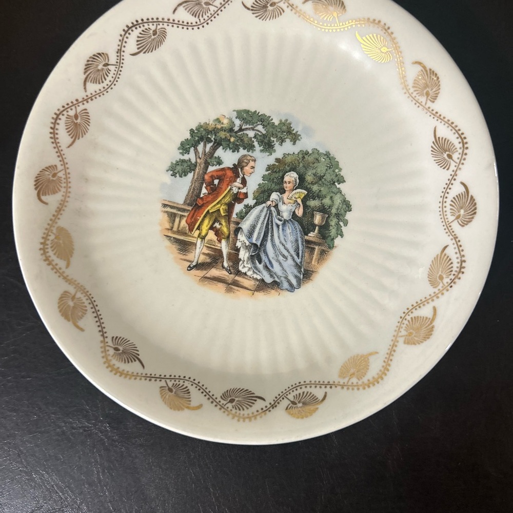 Bundle of 4 USA 250th Royal China Early America 22k Gold Desert Dish